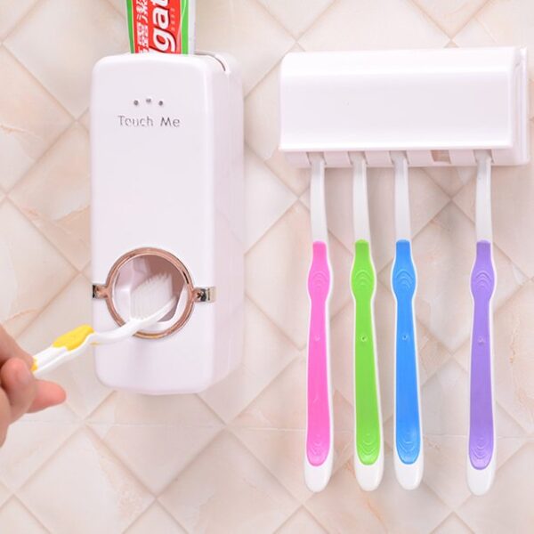 Automatic Toothpaste Dispenser Holder Bathroom Wall Mount Rack Bath (Pack of 2)