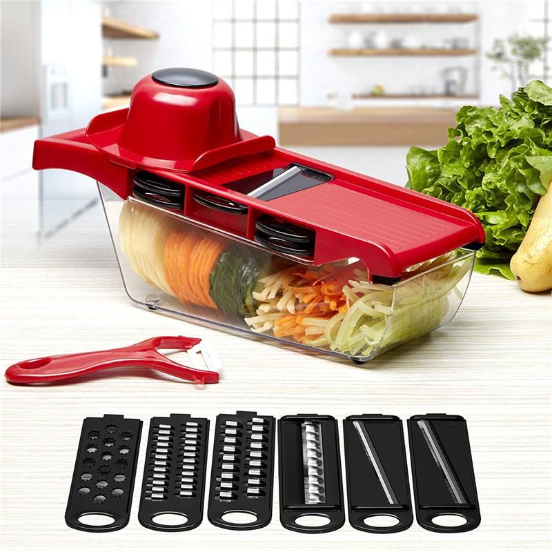 Slicer Vegetable Cutter Grater Chopper Six Interchangeable Blades With Hand Protector