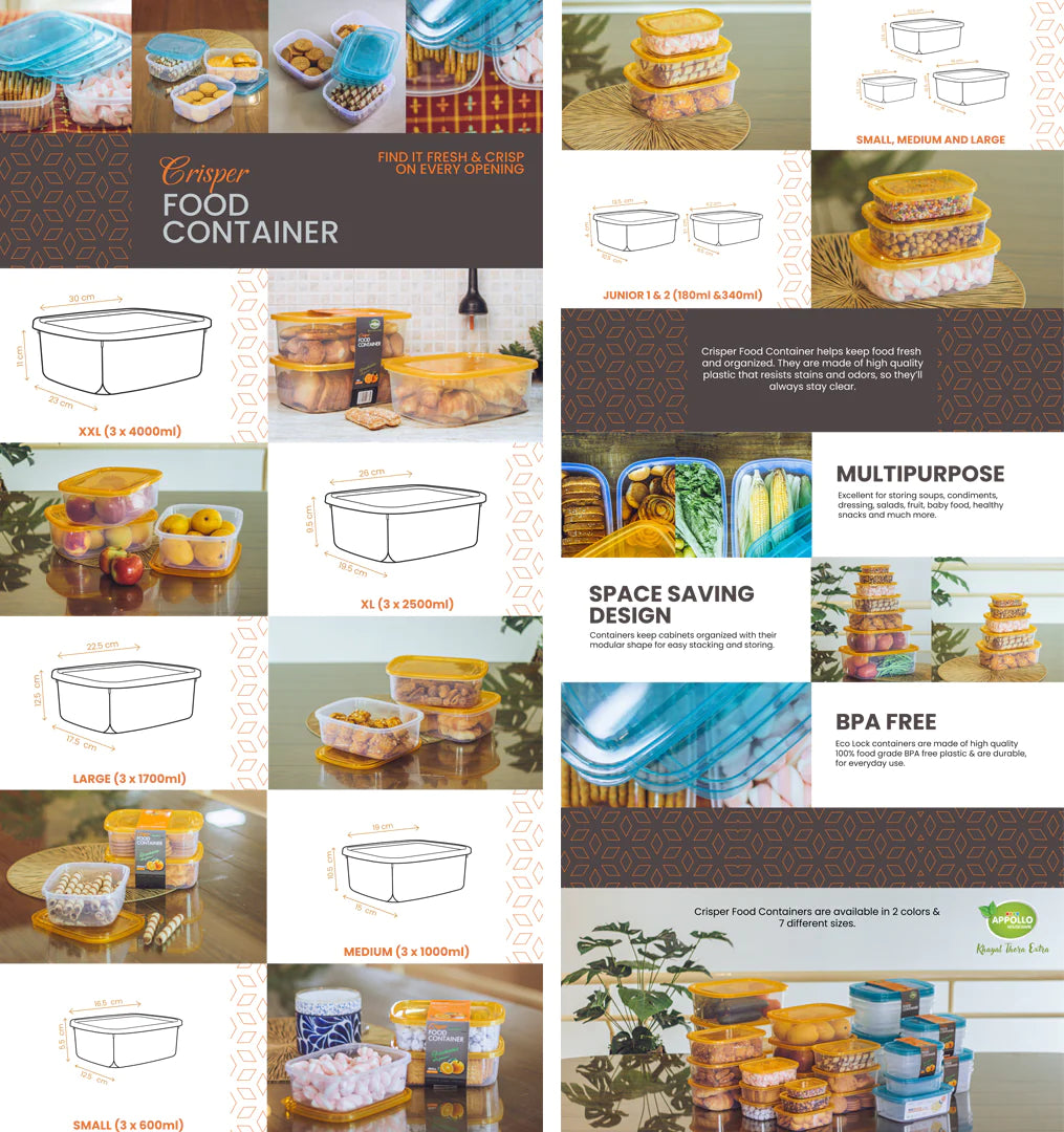 Crisper Food Container (Pack of 7)