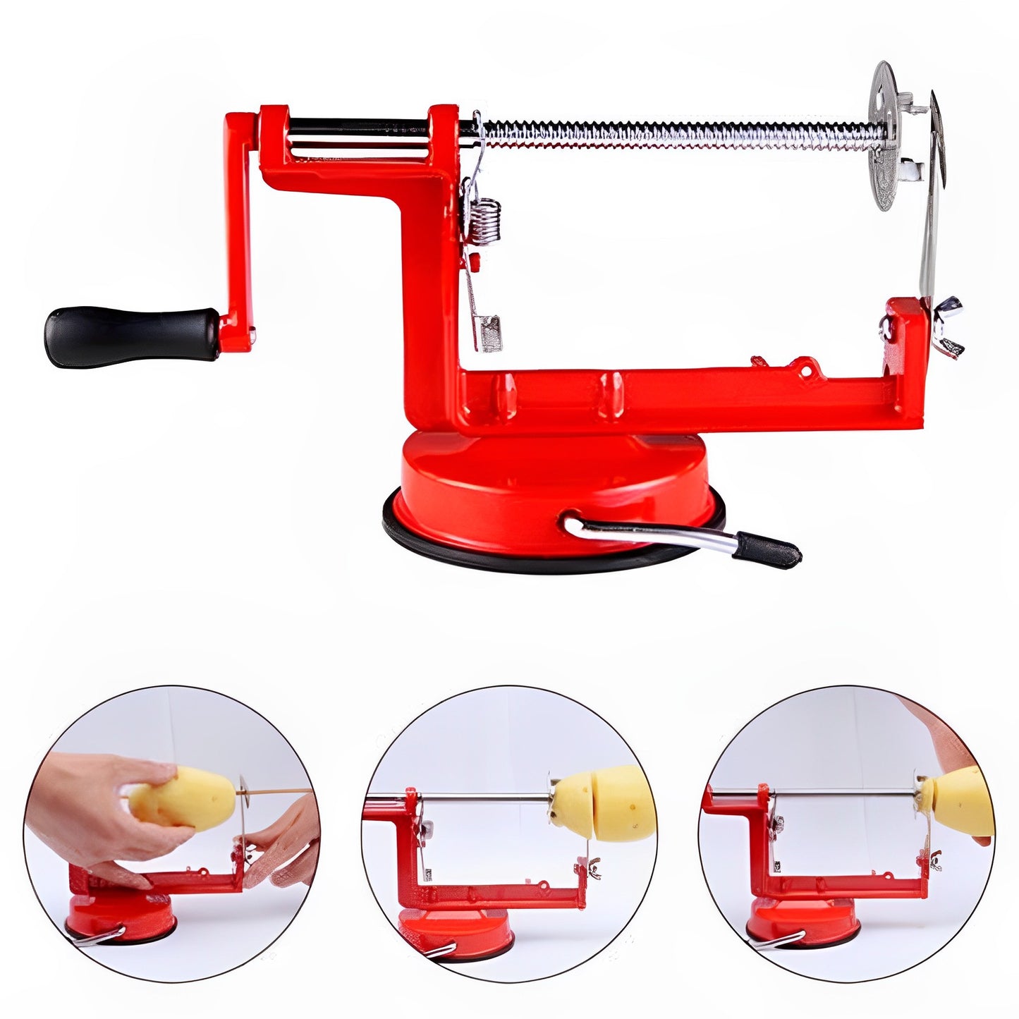 High-Quality Stainless-Steel Spiral Potato Slicer With Non-Slip Rubber Feet