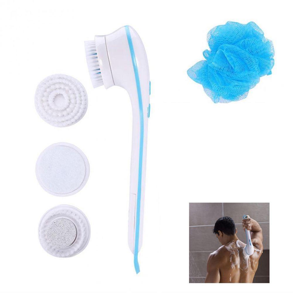 Electric Shower Brush 5 In 1 Spin Spa Multi-Functional Long Handle Bath Scrubber Waterproof Massager Health Care Tool